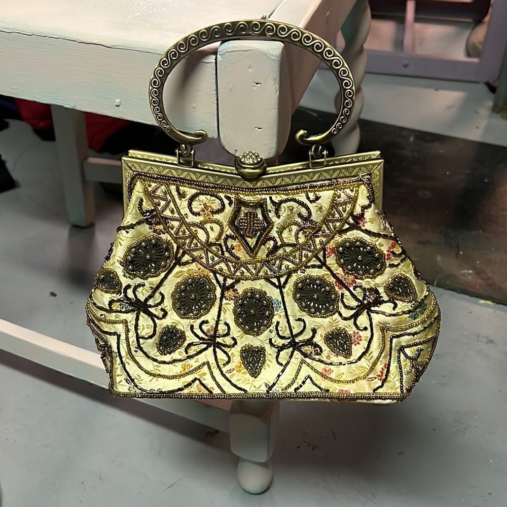 Gold Vintage Beaded Sequin Evening Bag